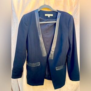 Vegan Leather trimmed Lapel Blazer